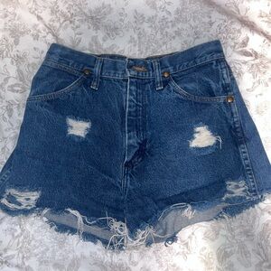 Wrangler High Waisted Blue Denim Shorts